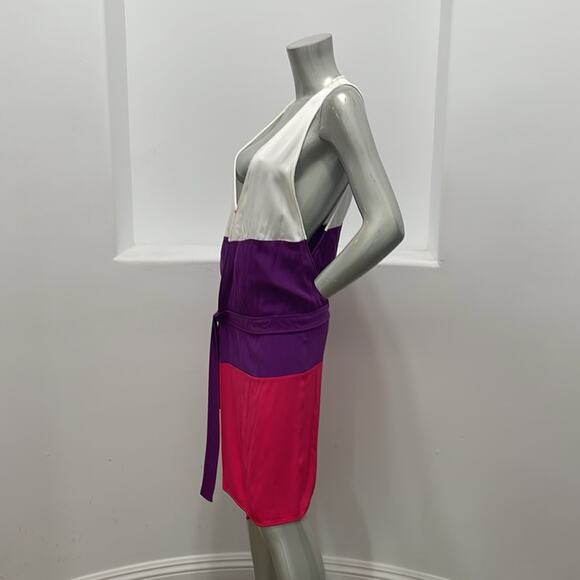 DSQUARED2 Women Color Block Tunic Dress White Purple - Picture 6 of 13